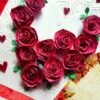 Quilled Red Roses in Heart Greeting Card image