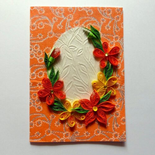 Yellow and Orange Themed Quilled Greeting Card image