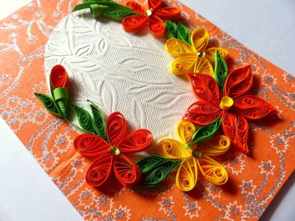 Yellow and Orange Themed Quilled Greeting Card image