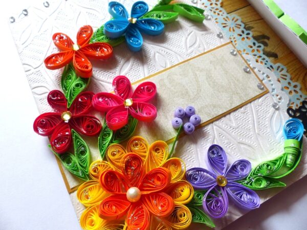 Multicolor Flowers Mini Scrapbook Greeting Card image
