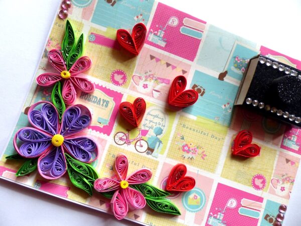 Quilled Flowers and Camera Card image Quilled Flowers and Camera Card image
