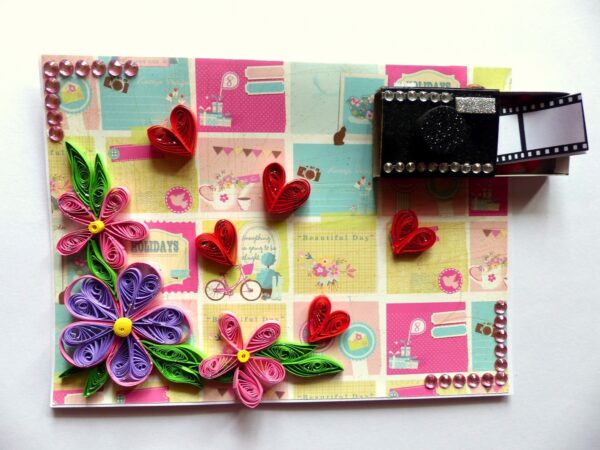 Quilled Flowers and Camera Card image Quilled Flowers and Camera Card image