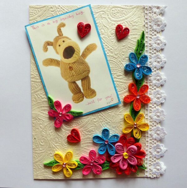 Multicolor Quilled Flowers In Corner Greeting Card image