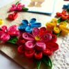 Multicolor Quilled Flowers In Corner Greeting Card image
