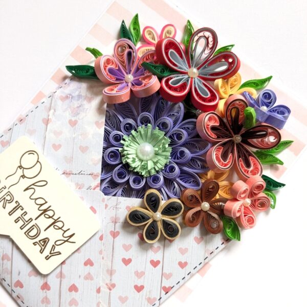 PXL_20241118_094712624 Quilled Flowers In Envelope Birthday Card