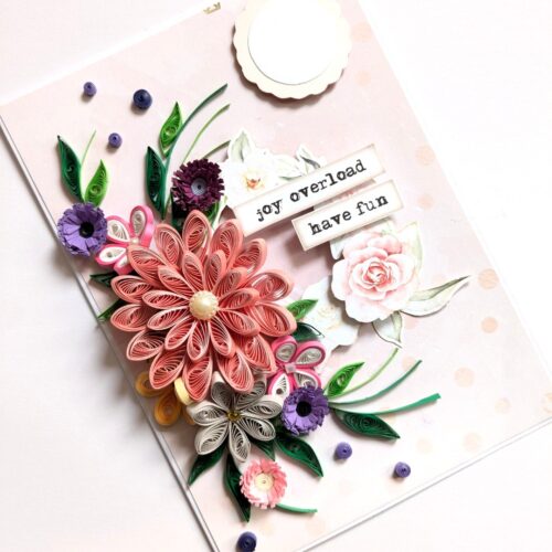 Sparkling Pinks Quilled Flowers Card
