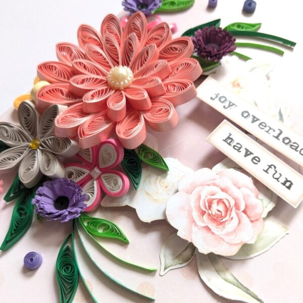PXL_20241118_094846436 Sparkling Pinks Quilled Flowers Card