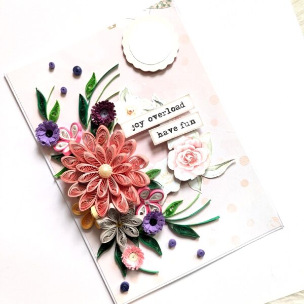 PXL_20241118_094906753 Sparkling Pinks Quilled Flowers Card