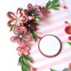 Red Quilled Flowers Corner Greeting Card