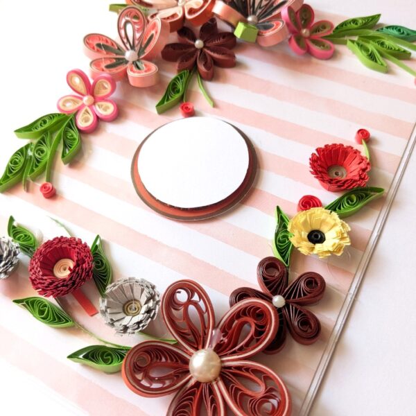 Red Quilled Flowers Corner Greeting Card
