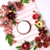 Red Quilled Flowers Corner Greeting Card