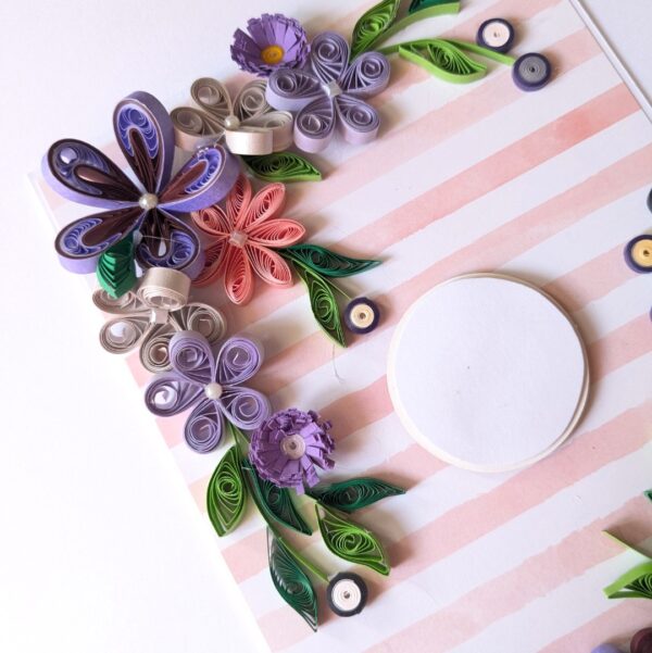 PXL_20241123_093847892 Purple Quilled Flowers Corner Greeting Card