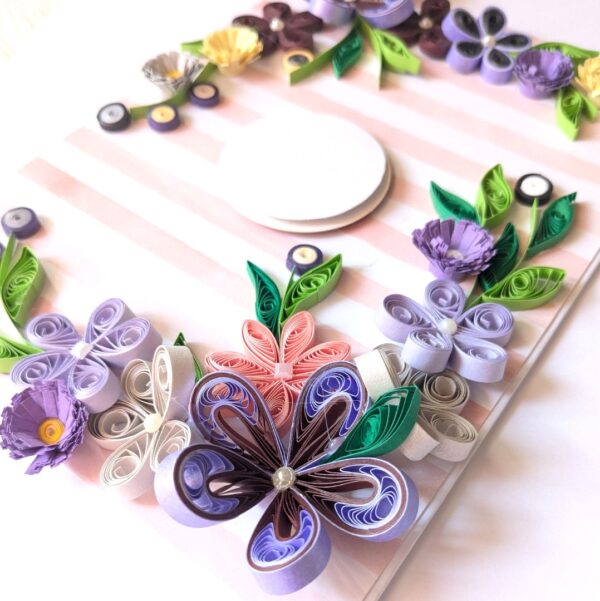 PXL_20241123_093912992 Purple Quilled Flowers Corner Greeting Card