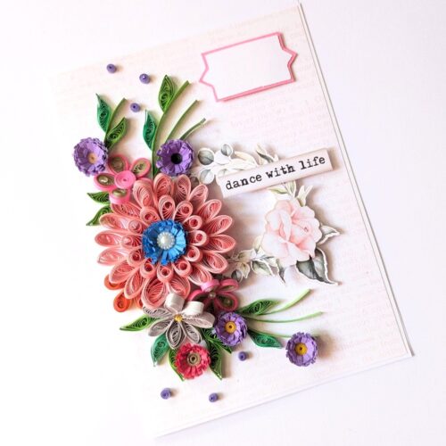 Sparkling Pinks Quilled Flowers Card