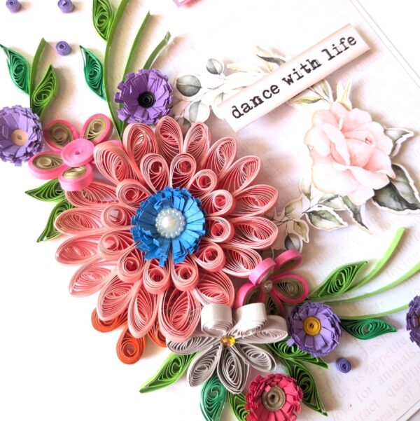 Sparkling Pinks Quilled Flowers Card