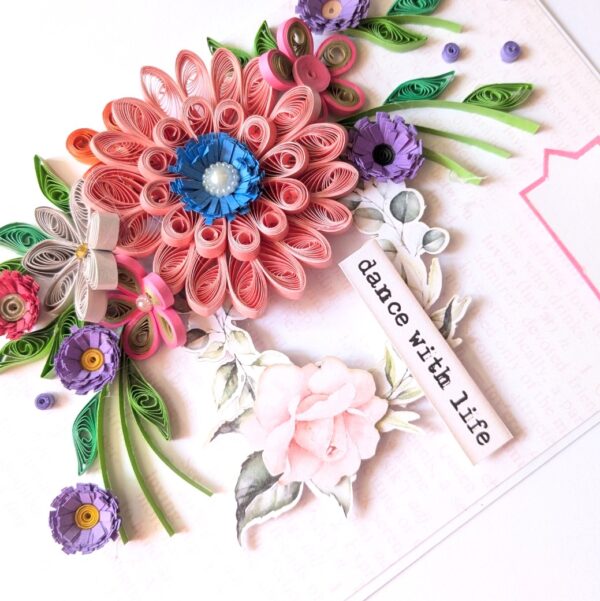 Sparkling Pinks Quilled Flowers Card