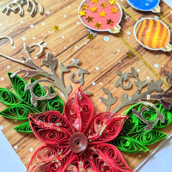 Quilled Flower Reindeer New Year Greeting Card image