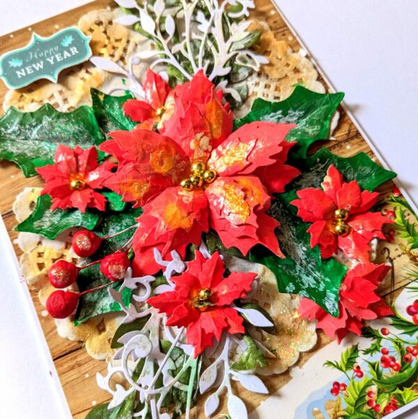 Poinsettias Handmade Christmas New Year Card image