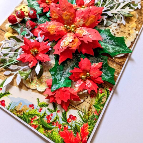 Poinsettias Handmade Christmas New Year Card image