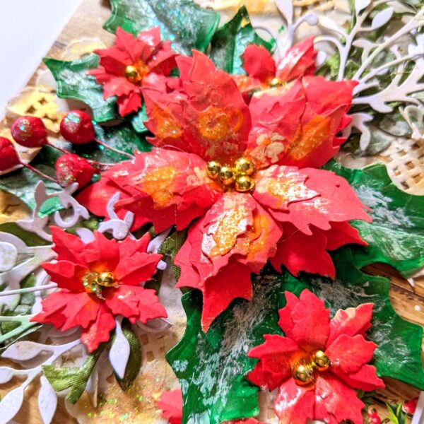 Poinsettias Handmade Christmas New Year Card image