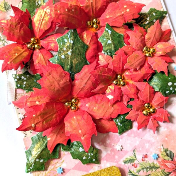 Poinsettia Handmade New Year Christmas card image