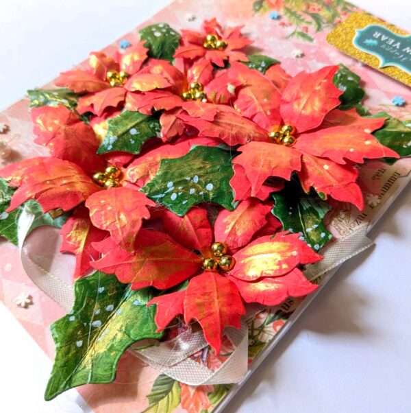 Poinsettia Handmade New Year Christmas card image