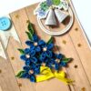 Quilled Blue Flowers New Year Greeting Card image