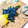 Quilled Blue Flowers New Year Greeting Card image