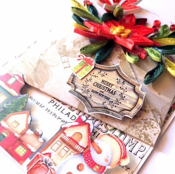 Quilled Poinsettia Seasons Greeting Card image