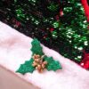 Red Green Flip Sequin Santa Cap with Holly Leaves
