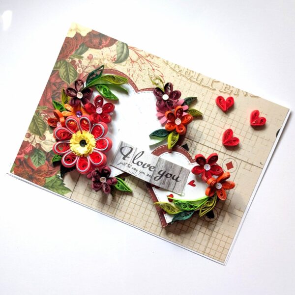 PXL_20250105_074020229 Sparkling Red Heart Quilled Love Card