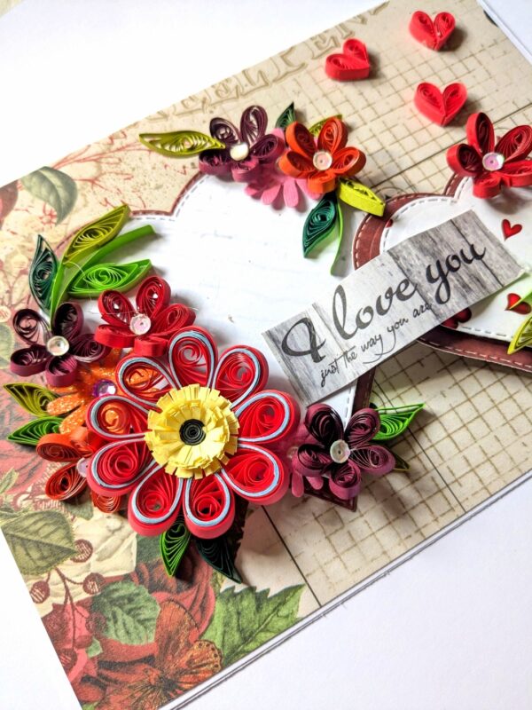PXL_20250105_074024495 Sparkling Red Heart Quilled Love Card