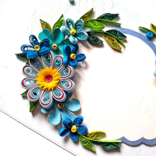 PXL_20250105_074104641 Blue Themed Quilled Flowers Greeting Card