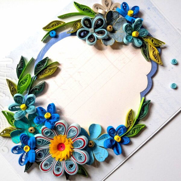PXL_20250105_074137281 Blue Themed Quilled Flowers Greeting Card