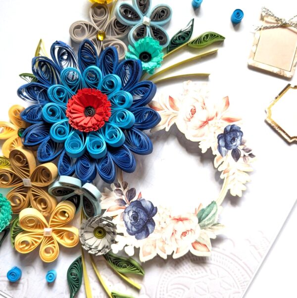 PXL_20250105_074335278 Sparkling Blues Quilled Flowers Card