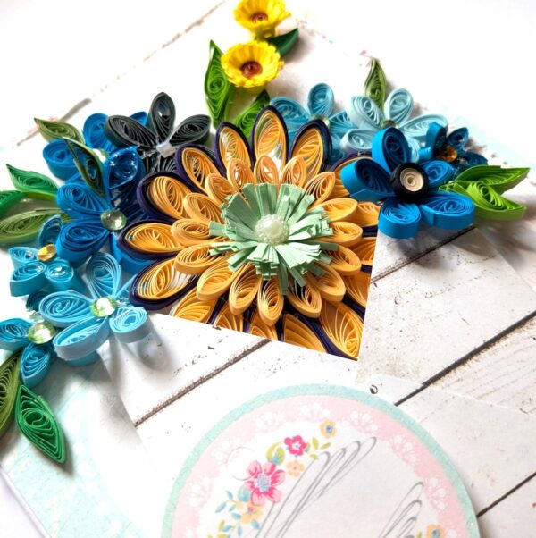 PXL_20250105_074529891 Blue Quilled Flowers In Envelope Greeting Card