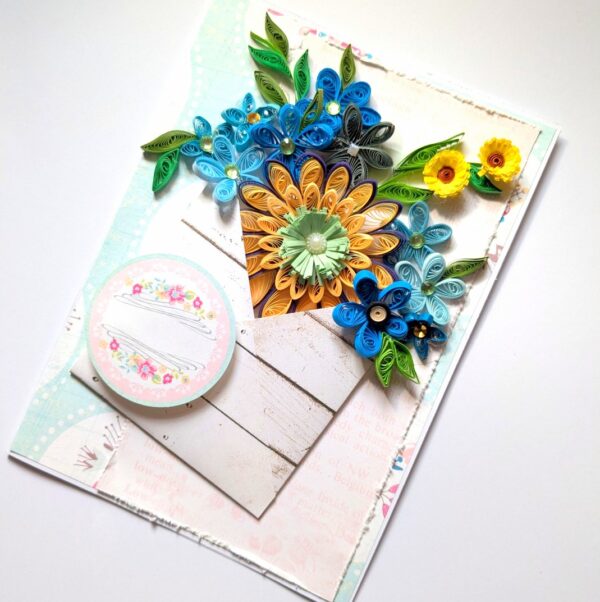 PXL_20250105_074554235 Blue Quilled Flowers In Envelope Greeting Card