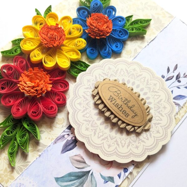 Sparkling Quilled Flowers Birthday Greeting Card -D7 image