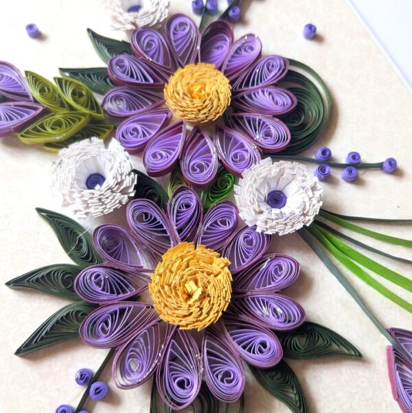 Sparkling Purple Themed Quilled Flowers Birthday Card image Sparkling Purple Themed Quilled Flowers Birthday Card image