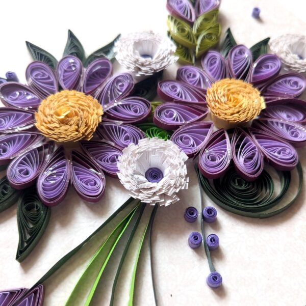 Sparkling Purple Themed Quilled Flowers Birthday Card image Sparkling Purple Themed Quilled Flowers Birthday Card image