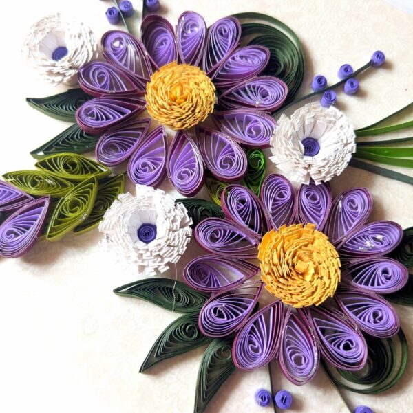 Sparkling Purple Themed Quilled Flowers Birthday Card image Sparkling Purple Themed Quilled Flowers Birthday Card image