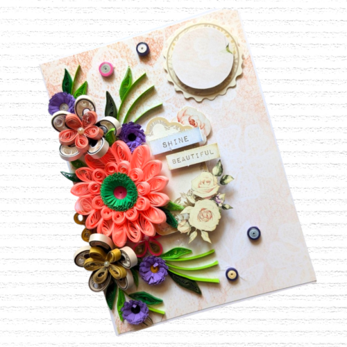 Sparkling Pinks Quilled Flowers Card