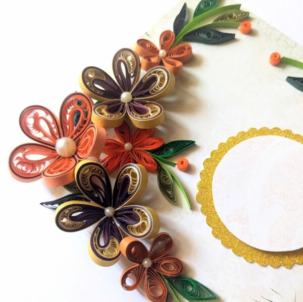 PXL_20250223_053942809 Orange Quilled Flowers Corner Greeting Card