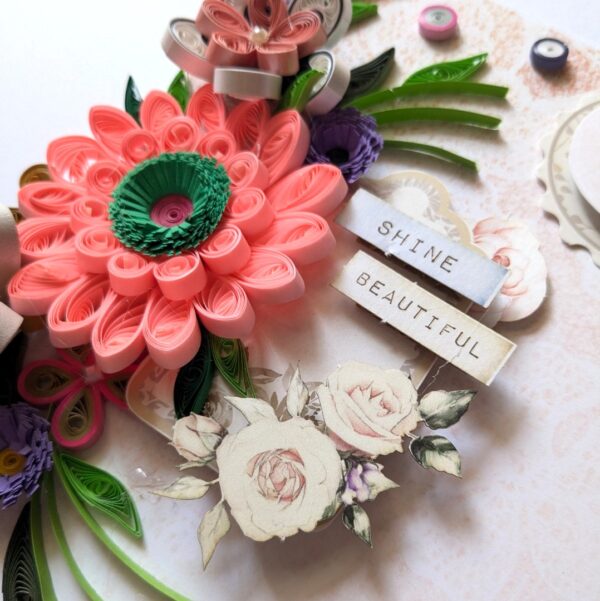 Sparkling Pinks Quilled Flowers Card