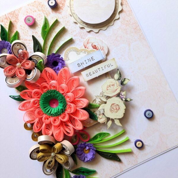 Sparkling Pinks Quilled Flowers Card
