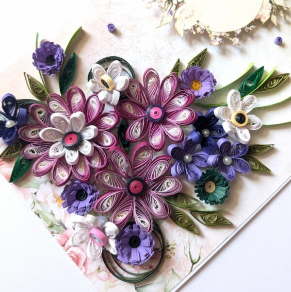 Purple Themed Quilled Flowers Greeting Card image Purple Themed Quilled Flowers Greeting Card image