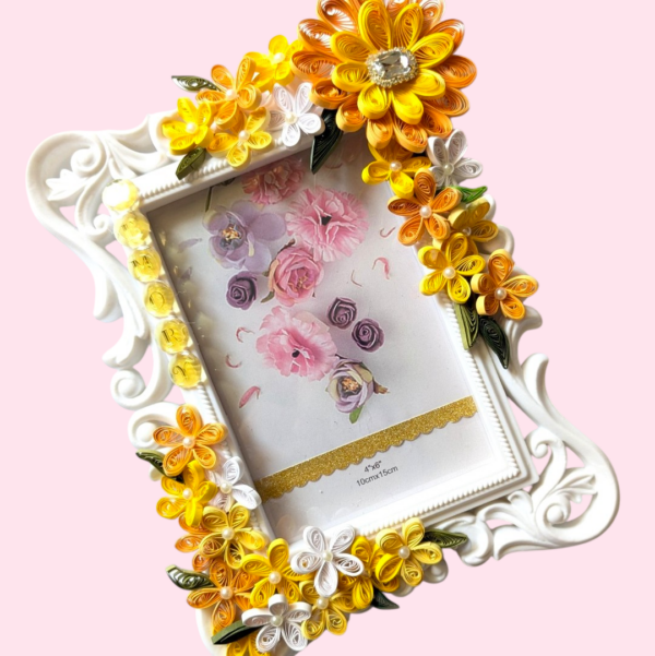PXL_20250223_055624344-Photoroom Yellow Quilled Flowers Photo Frame - 4x6 inch photo