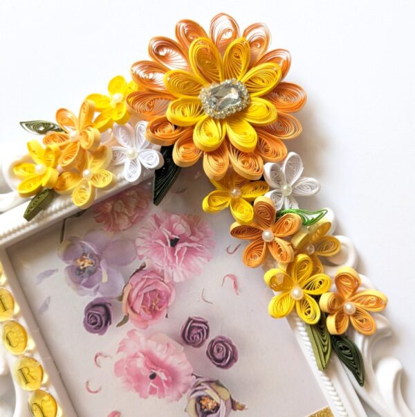 PXL_20250223_055642366 Yellow Quilled Flowers Photo Frame - 4x6 inch photo