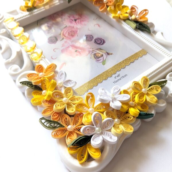 PXL_20250223_055700047 Yellow Quilled Flowers Photo Frame - 4x6 inch photo