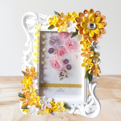 Yellow Quilled Flowers Photo Frame - 4x6 inch photo